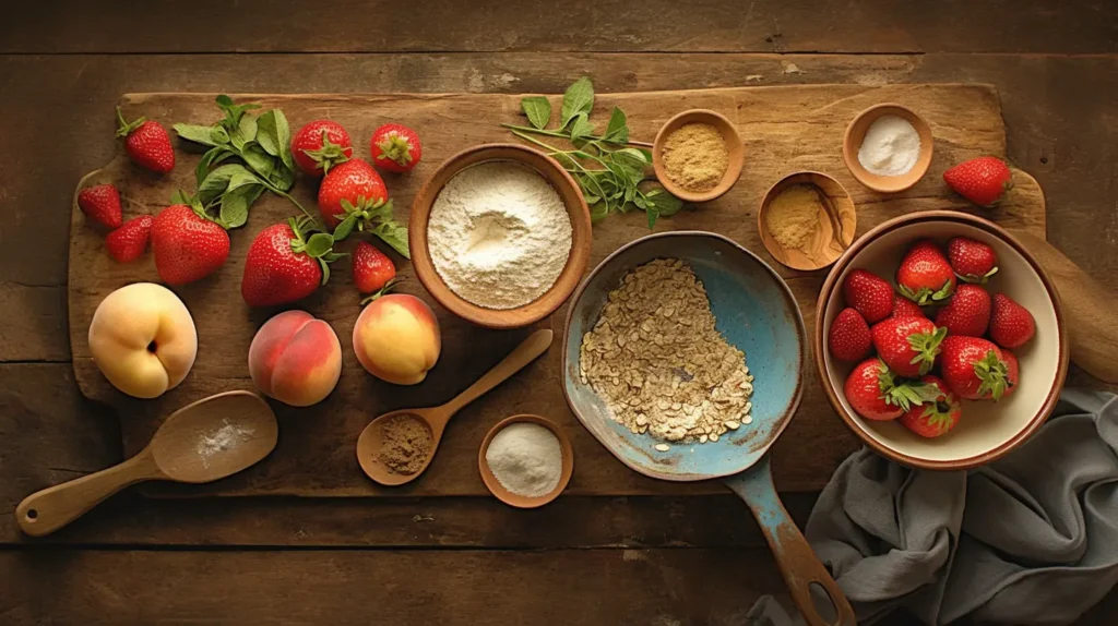 Ingredients for Strawberry Peach Crumble