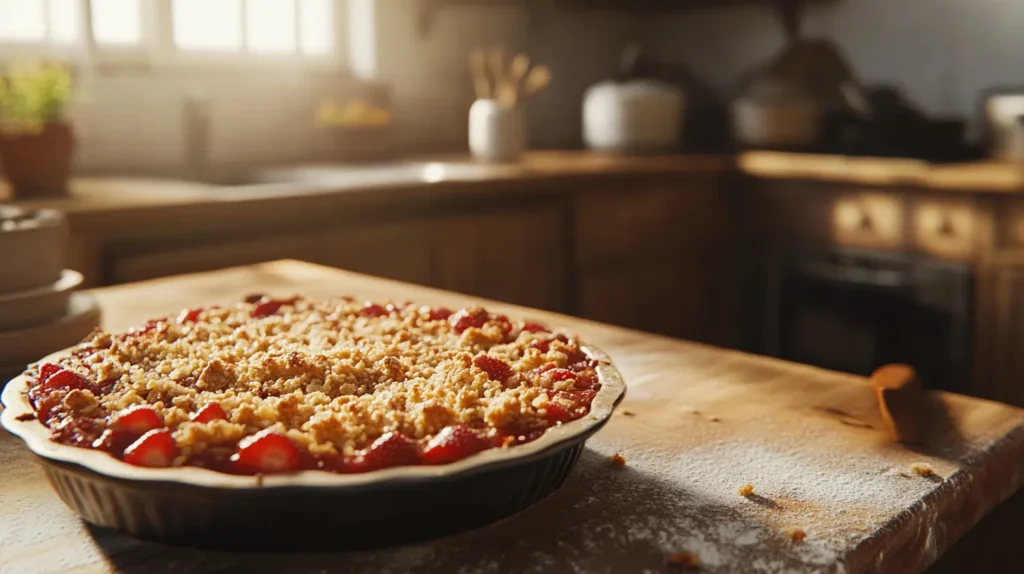 baked strawberry crumble