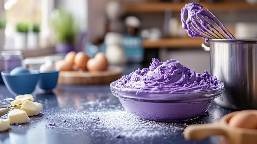 Ingredients for purple velvet cake batter