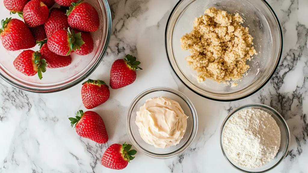 preparation of strawberry crumble cupcakes