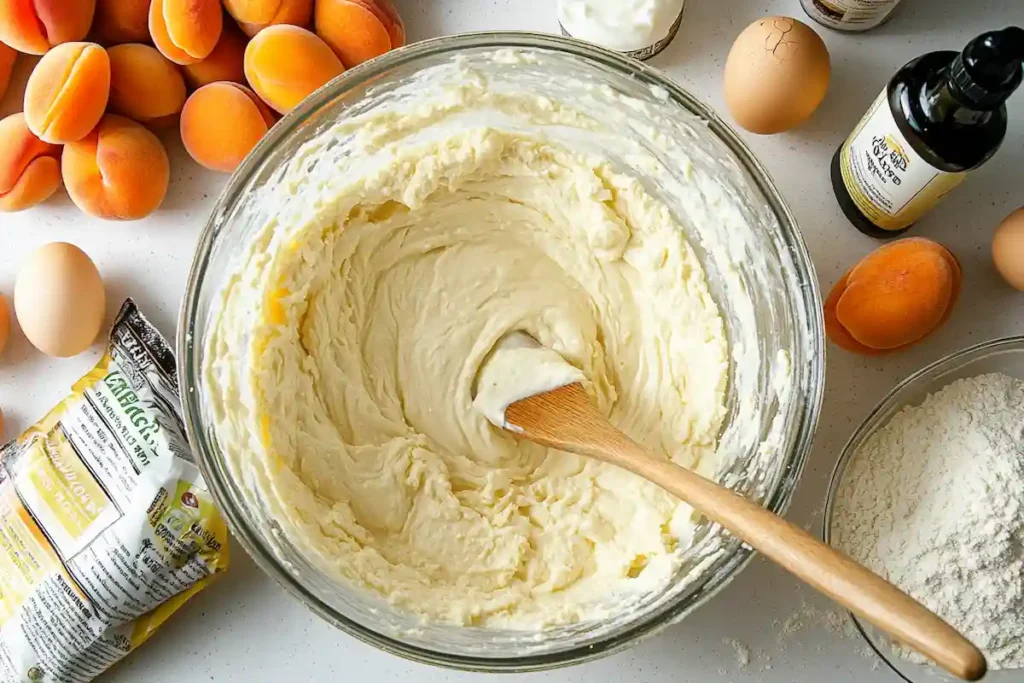 Mixing batter for apricot coffee cake
