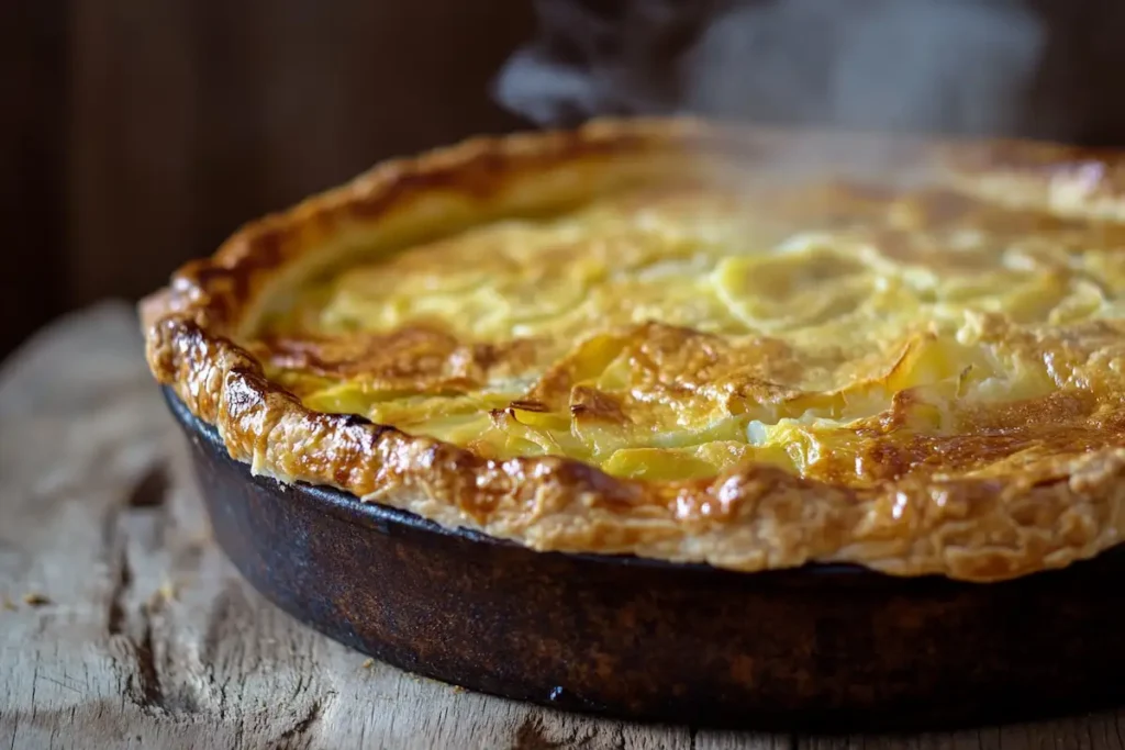 Cabbage and chickpea pie with golden crust