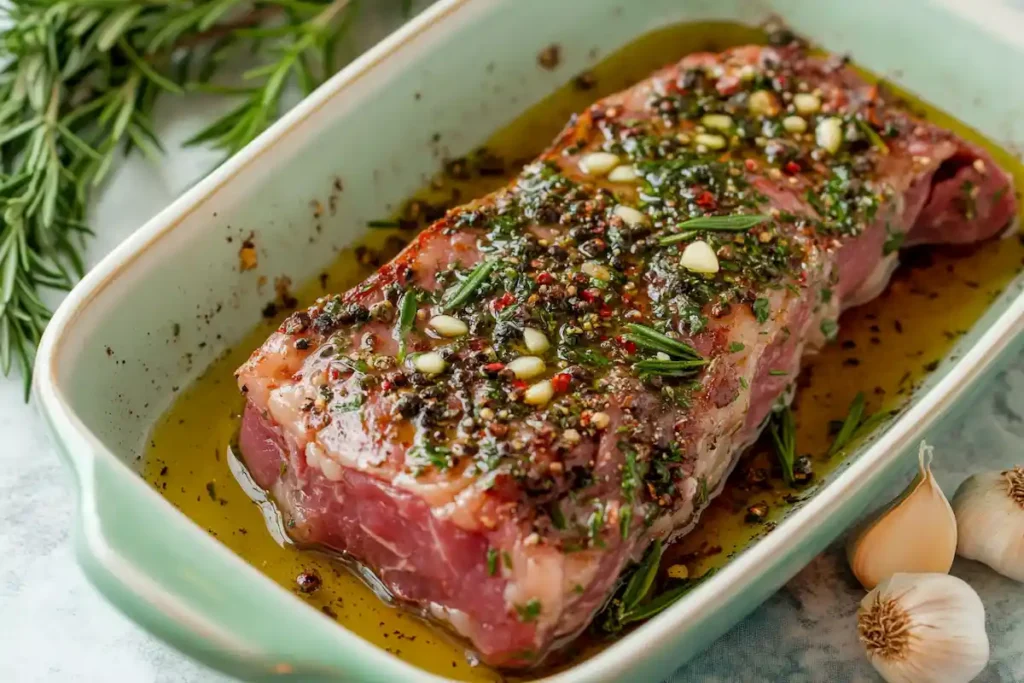 Seasoned lamb breast before cooking