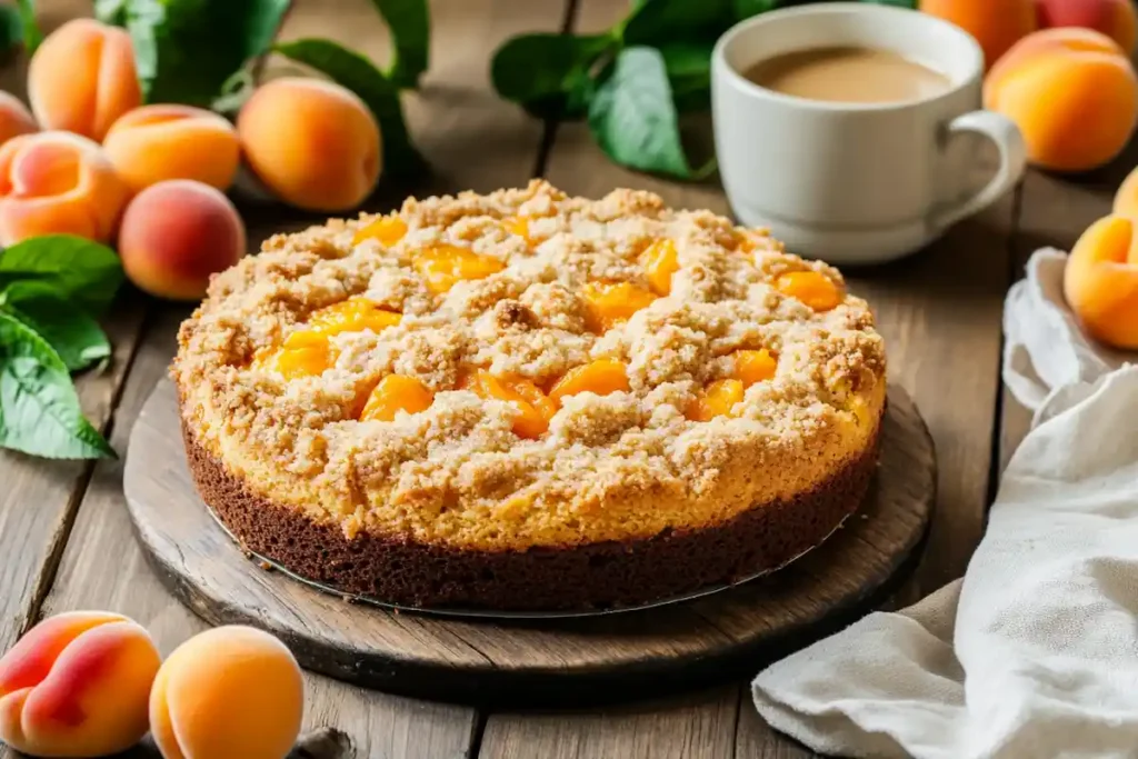 Apricot coffee cake with streusel topping